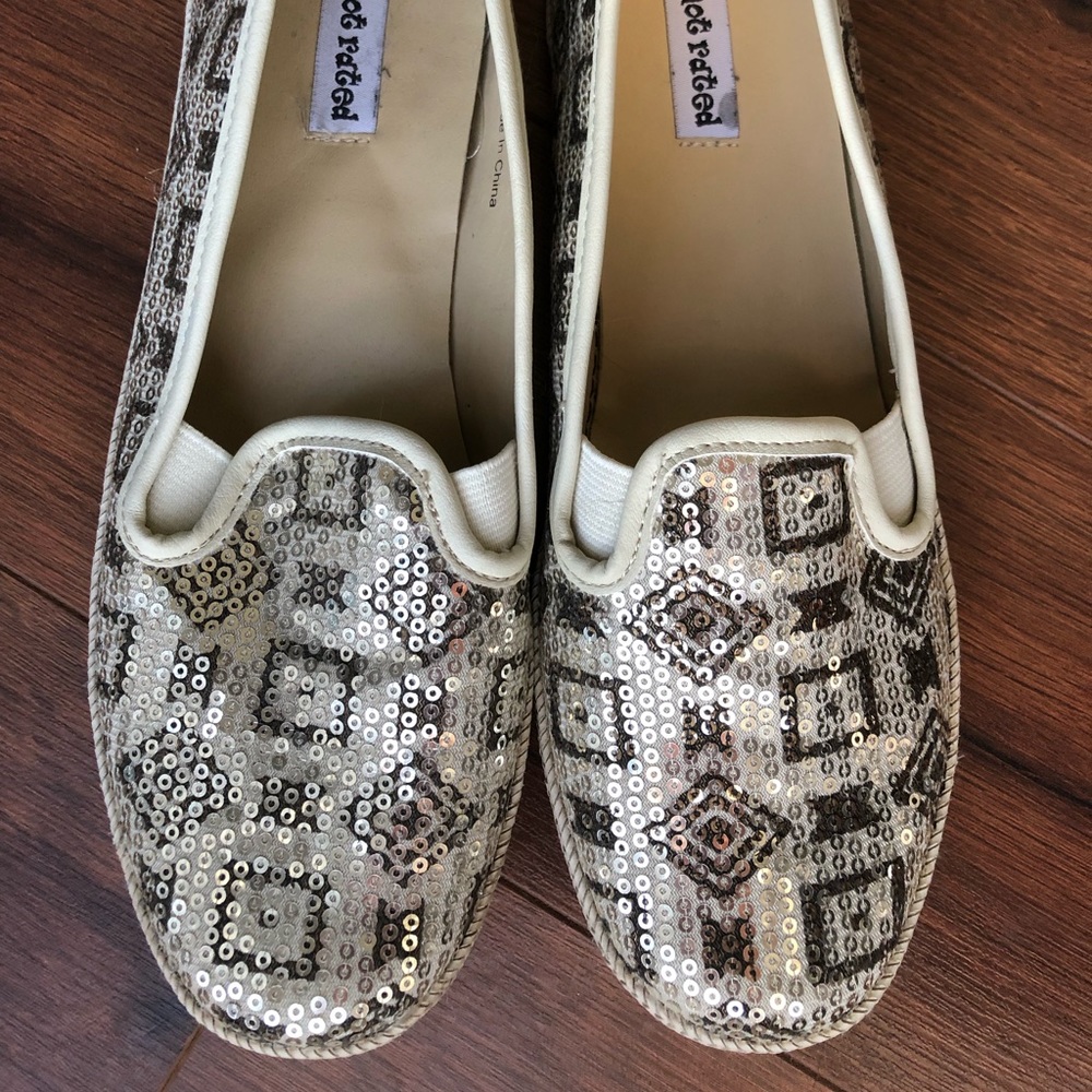 Sequined Gold Slip-ons